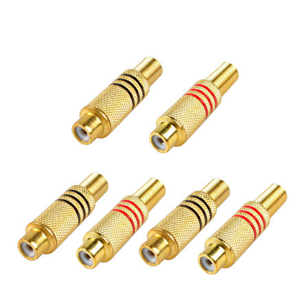 Rca Dişi Jack Kırmızı-Siyah Gold