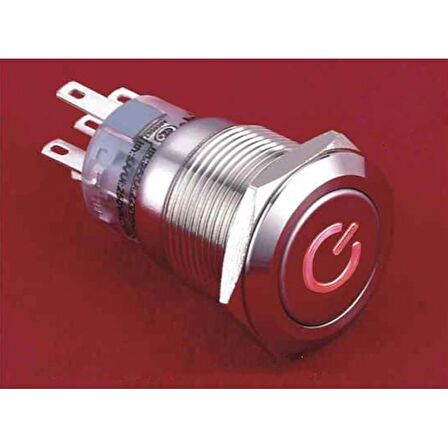 19 mm Metal POWER  LED li Buton Yaylı