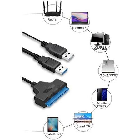 Usb 3.0 to 2.5-3.5 inç Sata Çevirici + 12 volt Adaptör