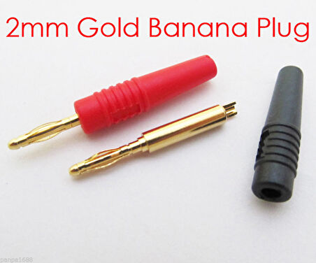 2 mm Banana Jack gold kırmızı-siyah