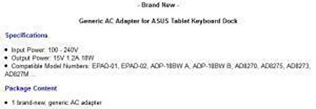 Asus Tablet Adaptörü 15 volt 1.25 amper Usb Çıkışlı