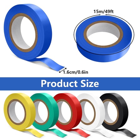 Elektrik yalıtım bandı 6 parça dekorasyon bandı 16 mm x 15 m, toplam 90 m