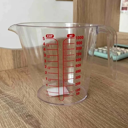 Dereceli Ölçü Kabı 1000 ml Hacminde 10 Aralıklı Sert Plastik Ölçü Kabı 1L (1, 1000 ml)