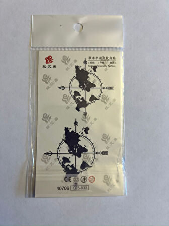 Pusula Dünya Minimal Yarı Kalıcı Hayalet Geçici Dövme Yapıştırma Dövme