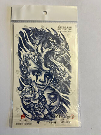 Kaplan Kız 18x11 cm  Yarı Kalıcı Hayalet Geçici Dövme Yapıştırma Dövme