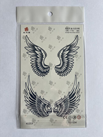 Kanat 18x11 cm 1 Aylık Yarı Kalıcı Yapıştırma Geçici Dövme