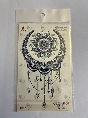 Mandala 18x11 cm  Aylık Yarı Kalıcı kalıcı Geçici Dövme Yapıştırma Dövme