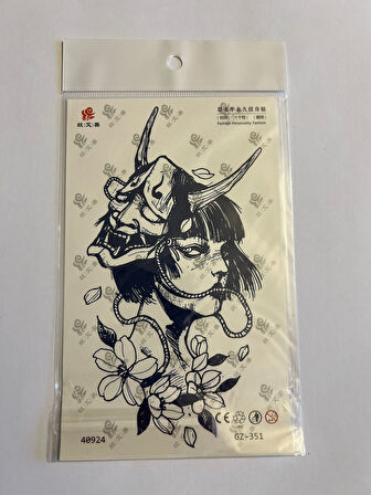 Şeytan Maske 18x11 cm 3 Hafta kalıcı Geçici Dövme Yapıştırma Dövme