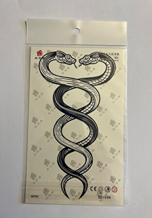 Yılan 18x11 cm 1 Ay kalıcı Geçici Dövme Yapıştırma Dövme