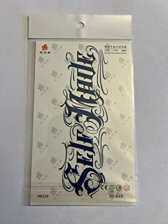 Gotik Yazı 18x11 cm Yarı Kalıcı Hayalet Geçici Dövme Yapıştırma Dövme