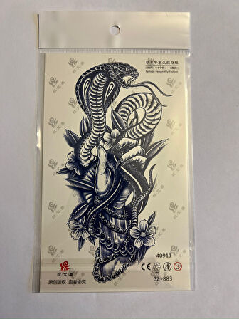 Kobra 18x11 cm  1 Aylık Yarı Kalıcı Yapıştırma Geçici Dövme