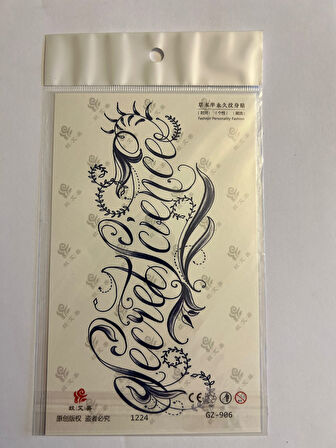 Yazılı 18x11 cm 1 Ay Kalıcı kalıcı Geçici Dövme Yapıştırma Dövme