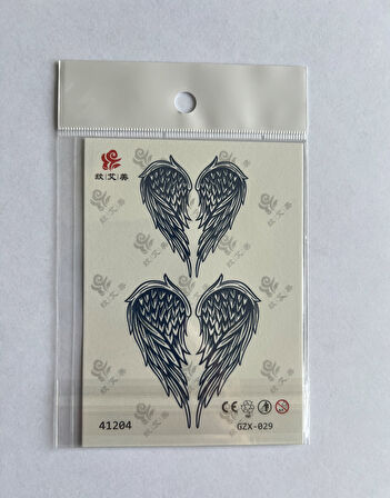 Kanat Minimal 11x8 cm Yarı Kalıcı Geçici Dövme Yapıştırma Dövme