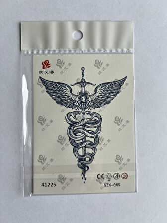 Kılıç Kanat Minimal 11x8 cm Yarı Kalıcı Geçici Dövme Yapıştırma Dövme