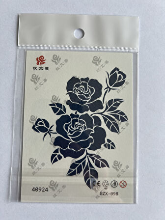 Gül Minimal 11x8 cm Yarı Kalıcı Geçici Dövme Yapıştırma Dövme