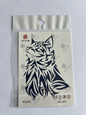 Kedi Minimal 11x8 cm Yarı Kalıcı Geçici Dövme Yapıştırma Dövme