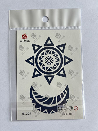 Ay Yıldız Minimal 11x8 cm Yarı Kalıcı Geçici Dövme Yapıştırma Dövme