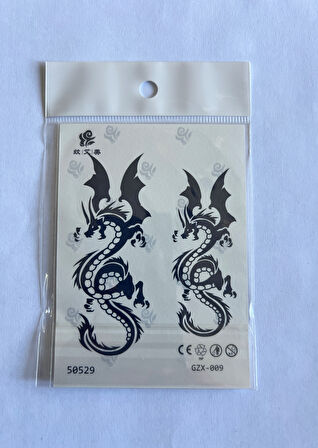 Dragon Minimal 11x8 cm Yarı Kalıcı Geçici Dövme Yapıştırma Dövme