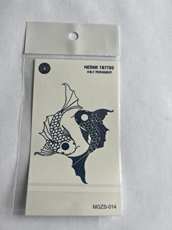 Balık 11x8 cm Yarı Kalıcı Geçici Dövme Yapıştırma Dövme