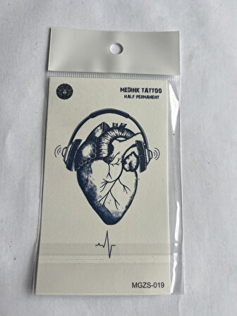 Kalp 11x8 cm Yarı Kalıcı Geçici Dövme Yapıştırma Dövme