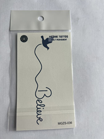 Kuş Yazı 11x8 cm Yarı Kalıcı Geçici Dövme Yapıştırma Dövme