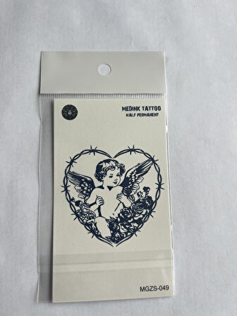 Kalp Melek 11x8 cm Yarı Kalıcı Geçici Dövme Yapıştırma Dövme
