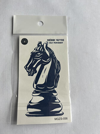 At Satranç 11x8 cm Yarı Kalıcı Geçici Dövme Yapıştırma Dövme