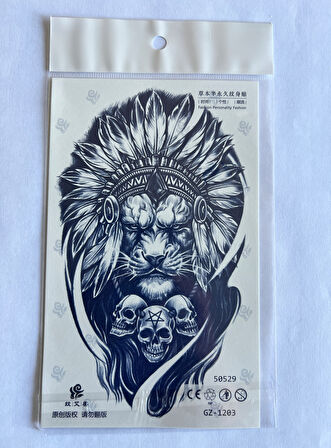 Kızıl Derili Aslan 18x11 cm Yarı Kalıcı Geçici Dövme