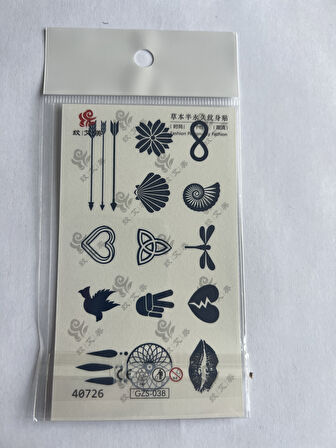 Parmak Dövmeleri Model19- 11x8 cm Yarı Kalıcı Geçici Dövme Yapıştırma Dövme