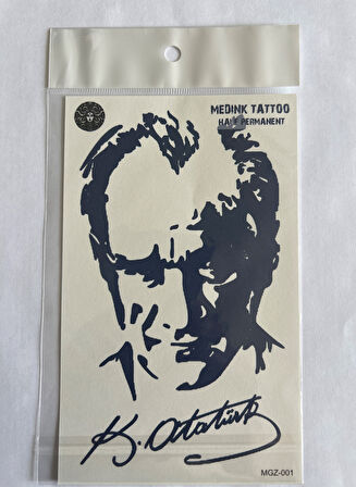 Atatürk 18x11 cm Yarı Kalıcı Hayalet Geçici Dövme Yapıştırma Dövme