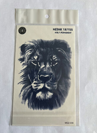 Aslan 18x11 cm Yarı Kalıcı Hayalet Geçici Dövme Yapıştırma Dövme