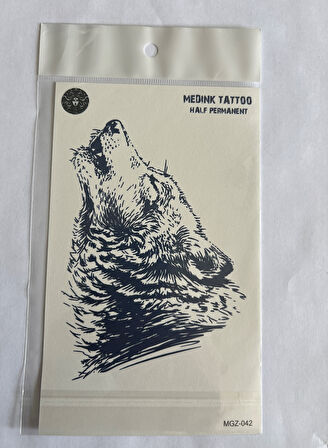 Bozkurt 18x11 cm Yarı Kalıcı Hayalet Geçici Dövme Yapıştırma Dövme