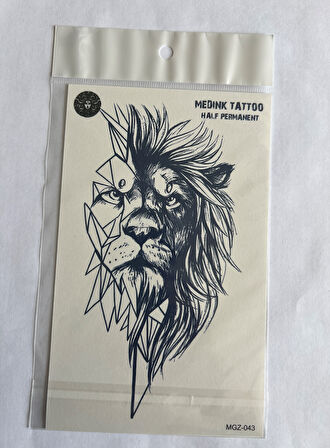 Aslan 18x11 cm Yarı Kalıcı Hayalet Geçici Dövme Yapıştırma Dövme