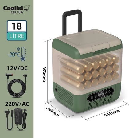 CLK18W 12/24Volt/ 220Volt 18 Litre Kompresörlü Tekerlekli Outdoor Oto Buzdolabı