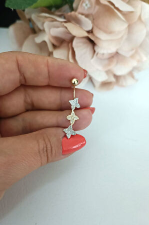 Üçlü Kelebek Altın Göbek Piercing