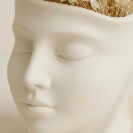 Dekoratif Yüz Saksı – Taş Tozu Sukulent Saksısı, Modern Minimalist Masa Dekoru, El Yapımı Sukulent Saksı, Kalemlik &amp; Makyaj Fırçası Organizer, 11 cm