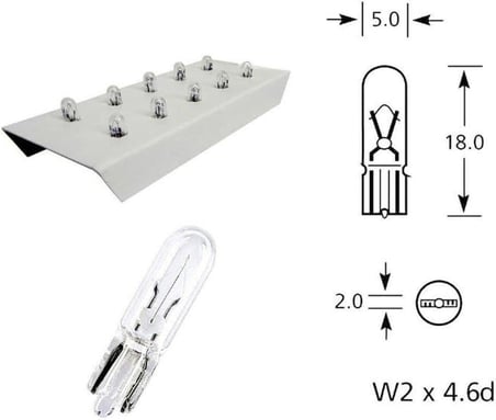 10 Adet 12V T5 1.2W Mini Dipsiz Standart Renk Ampul