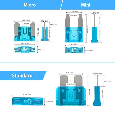 Araç Sigorta Seti 300 Parça 3 Boy Micro/Mini/Standart Boy Düzenleyici Kutusunda