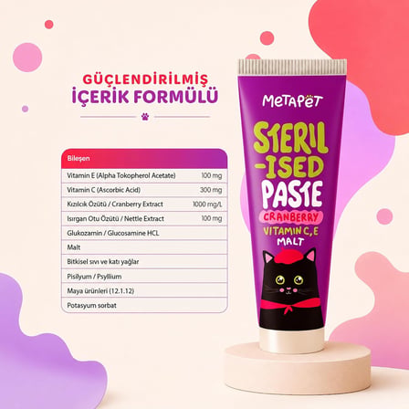 Metapet Kısırlaştırılmış Kedi Maltı – Sterilised Paste 100 g Üriner Sistem