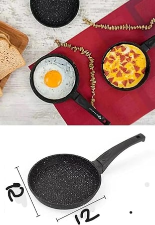 12 cm Granit Sos Tavası – Mini Tereyağı Tavası, Yapışmaz Küçük Tava, Yumurtalık, Sos ve Tereyağı Eritme İçin Tek Kişilik Mutfak Tavası (Yuvarlak)
