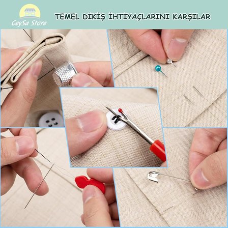Dikiş Seti - Taşınabilir Mini Acil Durum ve Seyehat Dikiş Kiti | İplik, İğne, Makas, Mezura Dahil | Seyahat ve Ev Kullanımı İçin | Kadın &amp; Erkek Hediye Seti (Set-3)