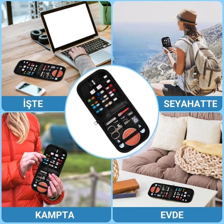 Dikiş Seti - Taşınabilir Mini Acil Durum ve Seyehat Dikiş Kiti | İplik, İğne, Makas, Mezura Dahil | Seyahat ve Ev Kullanımı İçin | Kadın &amp; Erkek Hediye Seti (Set-3)