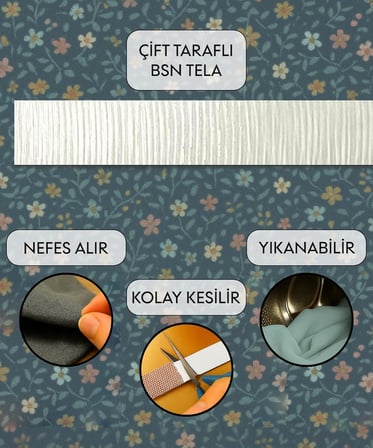 BSN Tela 1x1 metre 100 micron - Çift Taraflı Yapışkan Tela - Arma Yapıştırma Telası - Laminasyon Telası - Dikiş Nakış Telası - Ütü ile Yapıştırılan Tela - Kağıtlı Tela