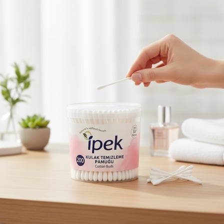 Kulak Çubuğu Pamuğu –%100 Hidrofil Pamuk – Güvenli ve Hijyenik Kullanım – Esnek Çubuk Yapısı – Makyaj Düzeltme ve Temizlik İçin İdeal – CE Belgeli – Made in Türkiye (200 ADET)
