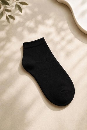 12 Çift Siyah Patik Unisex Çorap | Pamuklu, Nefes Alan, Terletmeyen