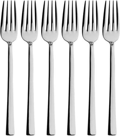 Gümüş Tatlı Çatalı Seti, Paslanmaz Çelik, 16 cm, Metalik, Titanyum Kaplama, 6 Adet