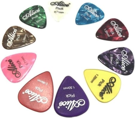Alice Gitar Penası 10'lu Set, Çeşitli Kalınlıklar, Renkli