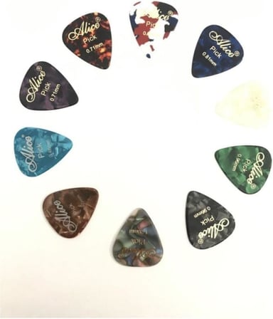 Alice Gitar Penası 10'lu Set, Çeşitli Kalınlıklar, Renkli