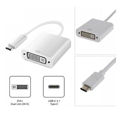  Type C To Dvi 24+5 Çevirici Dönüştürücü Adaptör
