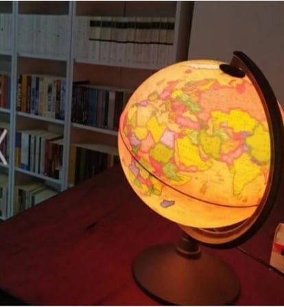 Dünya Küresi - Işıklı- Yerküre Antik-Siyasi Dekoratif Eğitici Yer Küre Globe Ancient, 30 cm